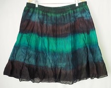 Fashion Bug 100% Cotton Skirt  Lined Tie Dye Deep Purple Green Blue Size 1X