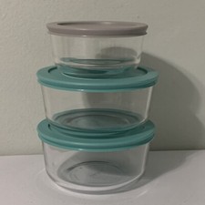 Pyrex 7201 - Two 1Qt Bowls, 7200A  2 Cup Glass Bowl Food Storage Bowls