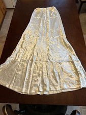 Vtg Silky Ivory Skirt Long Flared 41"