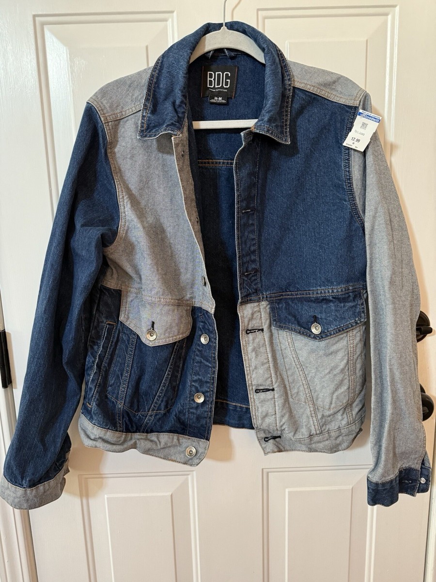 Urban Outfitters Men’s BDG Blocked Denim Jean Trucker Jacket Blue Medium  Cotton