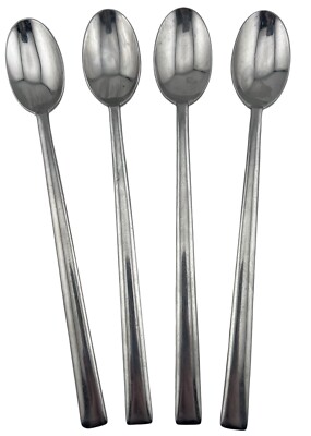 4 Michael Lloyd MLL16 Iced Tea Spoons Flat Tip Stainless Steel Flat Tip
