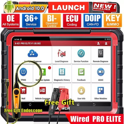 LAUNCH X431 PRO ELITE V + PRO 5 Car OBD2 Scanner Diagnostic Tools Reset /Coding