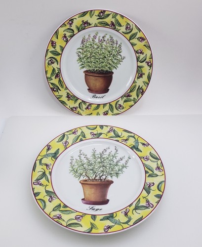 2x Godinger Limoges Herb Dinner Plate Sage Basil French Cottage 10" NEW - Picture 2 of 7