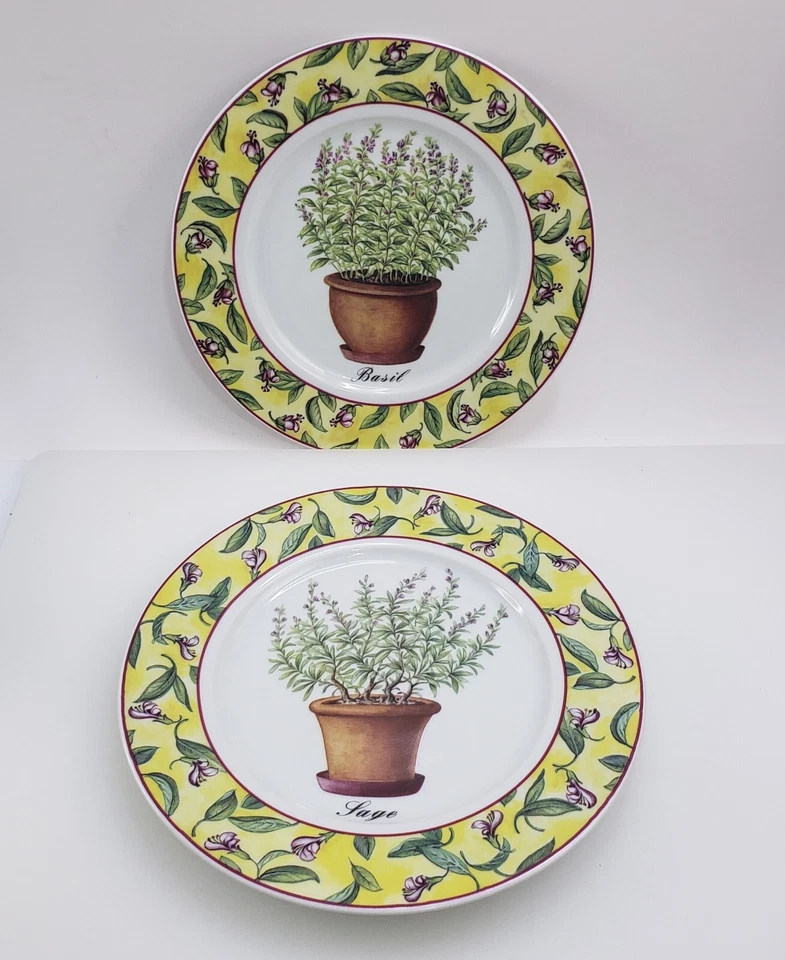 2x Godinger Limoges Hierba Plato de Cena Salvia Albahaca Casa Francesa 10" NUEVO Foto 2 de 4