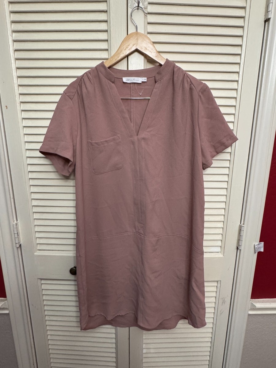 All In Favor Hailey Crepe Shift Dress Pink Adobe, Size L