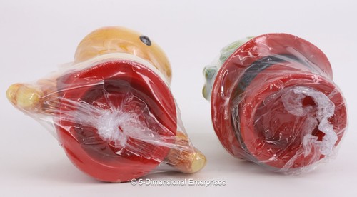 NEW Ceramic SNOWMAN & REINDEER HEADS Tealight Candle Holders RED TOPS 3 1/2 in - Picture 8 of 8