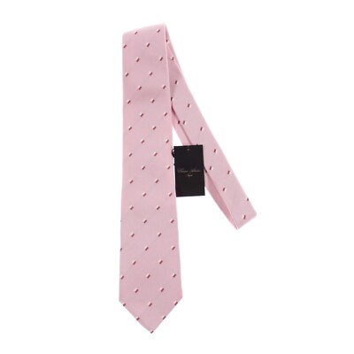 Cesare Attolini NWT 100% Silk Tie in Pink with Red/White Geometric Pattern