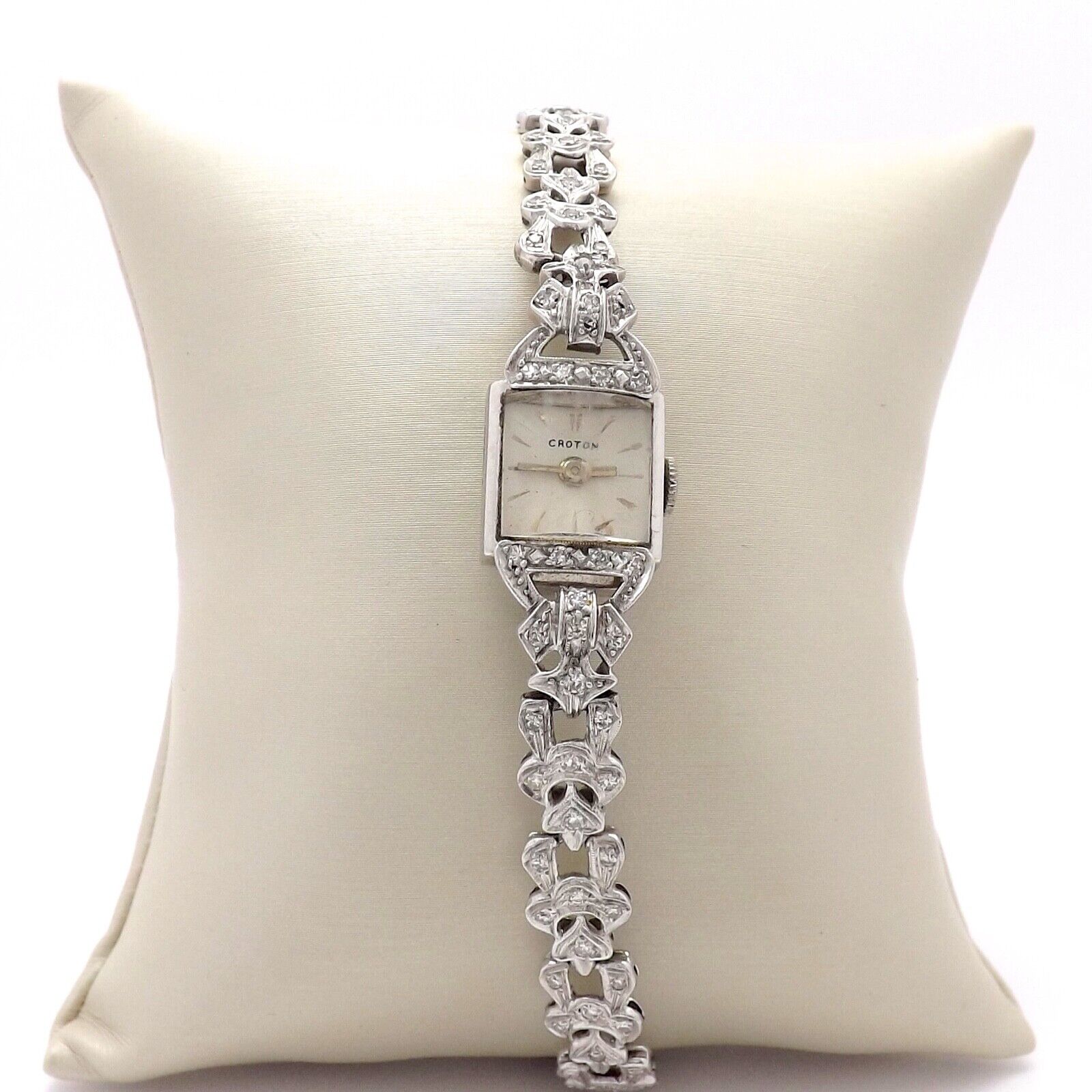 Art Deco Platinum 1ctw Diamond Croton Ladies Watch Bracelet with Appraisal