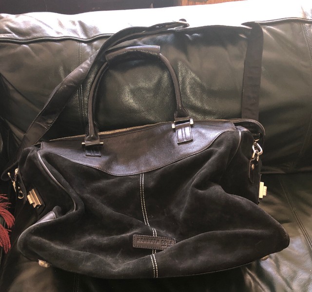 Cole Suede & Leather 20" Duffel Bag Weekender Black eBay