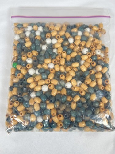 Mixed Lot Natural & Painted Wooden Wood Beads Jewelry Macrame Crafts 3.5+ LBS - Picture 4 of 13