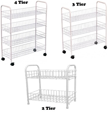 Storage Vegetable cart With Wheels 2/3/4 Tier Fruit Trolley Basket Rack ...