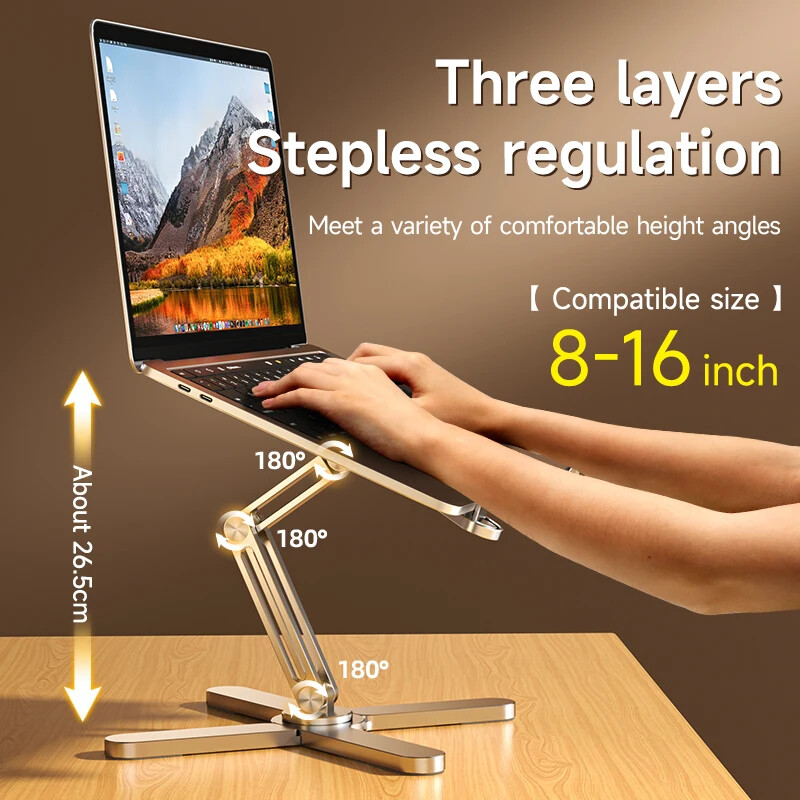 360° Rotating Laptop Stand with Heat Dissipation - Foldable Holder