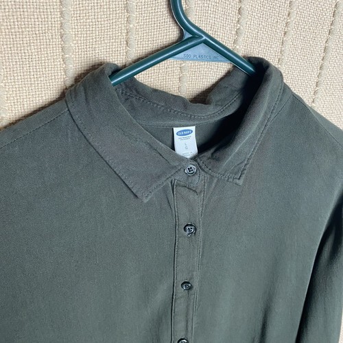 Old Navy Shirt Dress Womens Large Army Green Button Placket Lagenlook Minimalist - Picture 6 of 12
