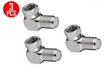 3 Pack F type M/F Right Angle Coax Cable Modem TV Screw-On Connector Adapter