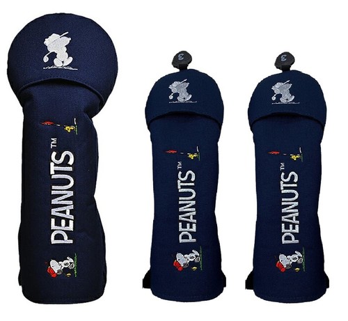 Snoopy Woodstock golf club head cover driver fairway wood x2 navy H460 459 - 第 1/3 張圖片