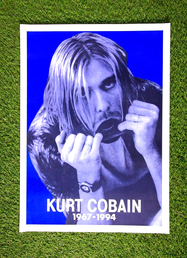 Kurt Cobain Rare Blue Poster Vintage 1995 (1967-1994) Funky