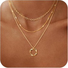 Layered Gold Necklaces for Women, Stackable Dainty 14K Real Gold Plated/Silver