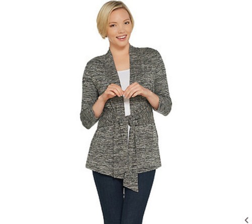 H by Halston Knit Sleeve Tie Front 