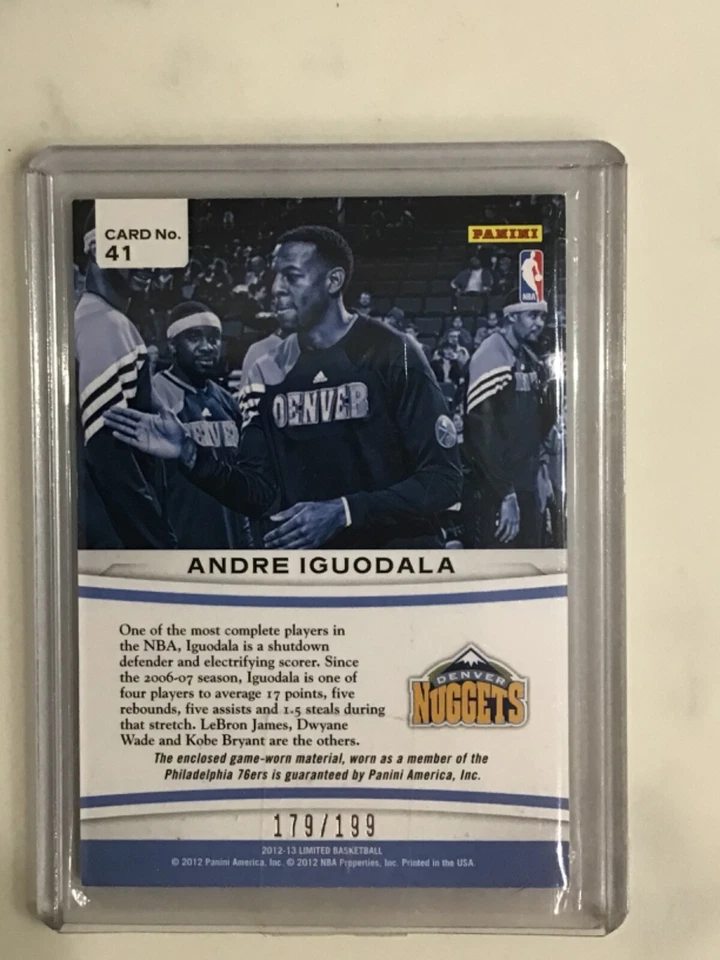Andre iguodala 2012-13 Panini Limited CENTER STAGE JERSEY RELIC 179/199 SPURS - Image 2 of 2