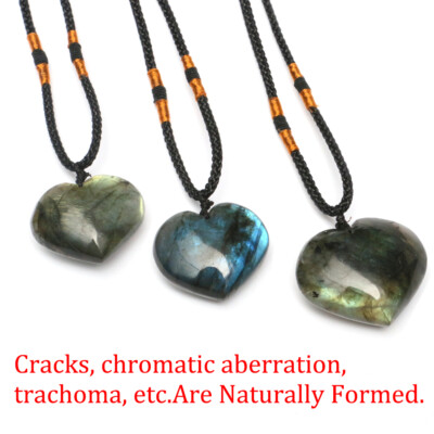 1pc Coeur Pendentif Labradorite Collier Gem Pierre de Lune Pierre