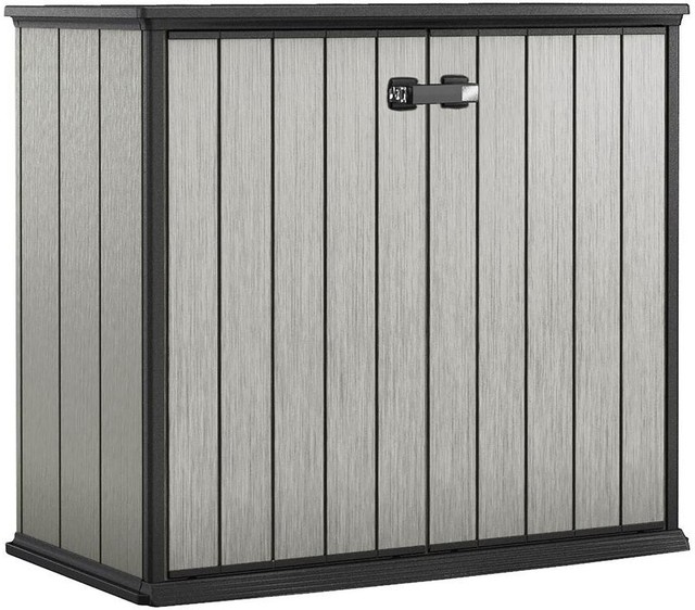 Keter Patio Storage Shed Tool Cabinet Outdoor Resin Horizontal Plastic Lockable For Sale Online