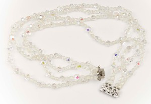 gemstone clasp choker bead string rainbow necklace clear plastic