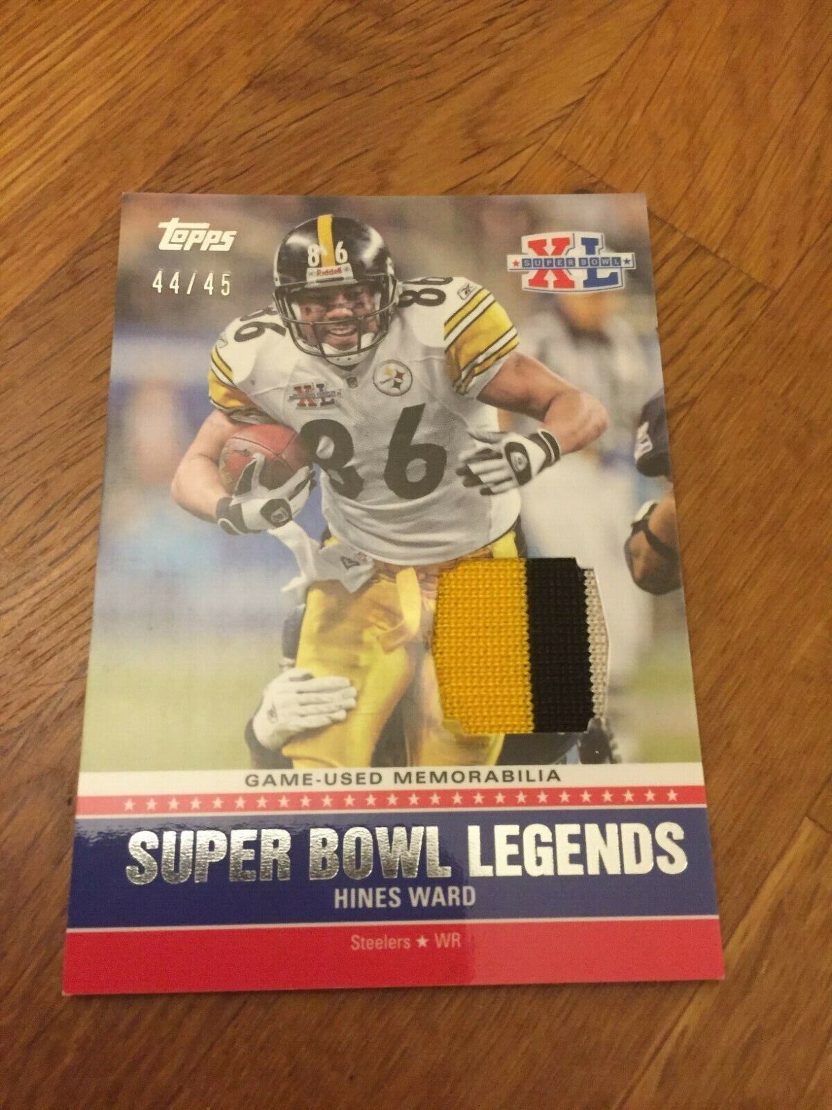 2011 Topps Super Bowl Legends Hines Ward 44/45 Steelers 2 col patch card