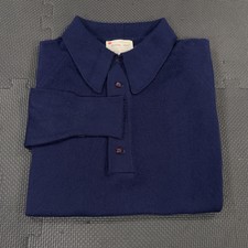 Vintage 70s Royal Jeff Sweater Large Blue Orlon Acrylic Big Collar Made in USA