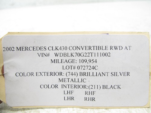 99-02 MERCEDES W208 V8 CLK430 DOOR SILL TRIM SCUFF COVER RIGHT LEFT OEM 0724C - Picture 7 of 7