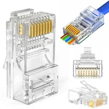 RJ45 Pass Through Modular Plug Network LAN Cable Connector End 8P8C CAT5 CAT6