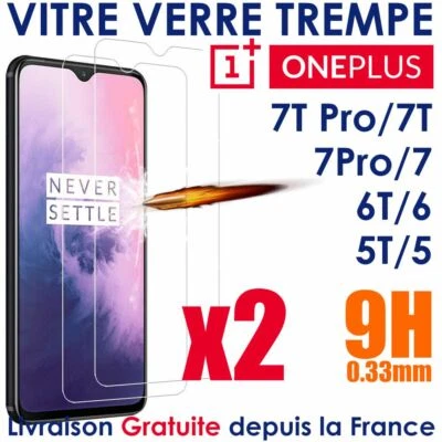 Verre Trempé OnePlus 9 8T 7 Pro 6T Nord 2 Nord CE 5G Film Vitre Protection Lot-2