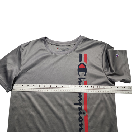 Champion Boys Vertical Logo Script Athletic T-Shirt Polyester Gray - Picture 17 of 23