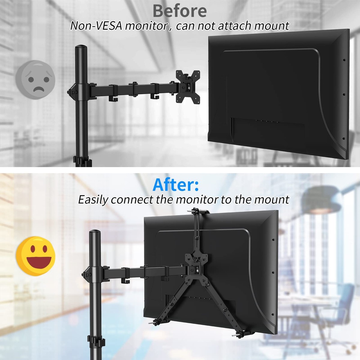 mounting holes monitor arm for monitor without vesa