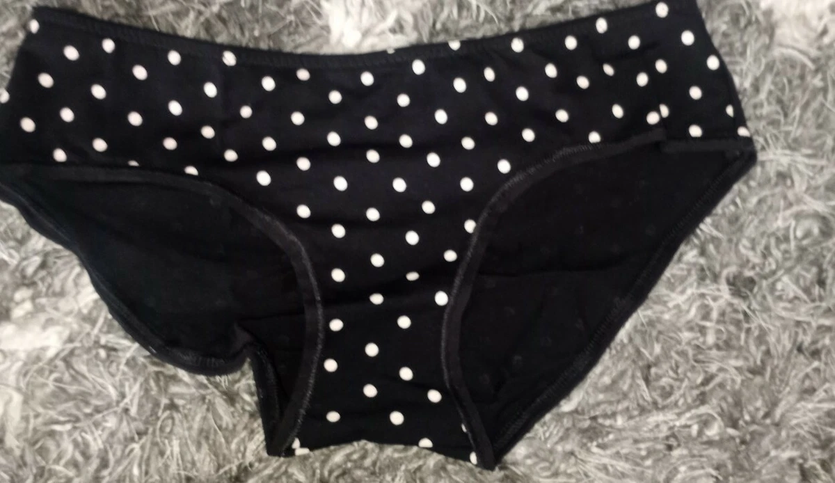 NEW Victoria secret ruched back hiphugger panty Size xs black polka