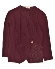 Elena Miro Womens 1 Button Blazer Jacket Uk 16 Large Maroon Viscose Flower Tw58