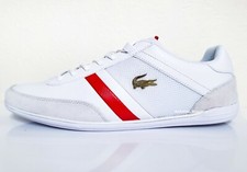 LACOSTE Giron 0721 1 Para hombres Informales Cuero Moda Zapatos Tenis Blanco Rojo
