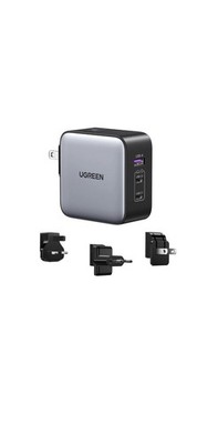 Nexode 65W USB C Ladegerät GaN Netzteil 3-Port Travel Charger mit EU/US/UK St...