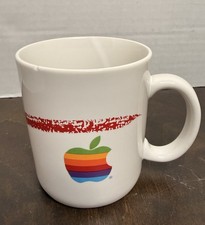 Apple Machintosh Computer Mug Vintage Rainbow Logo Mac Rare Made is USA