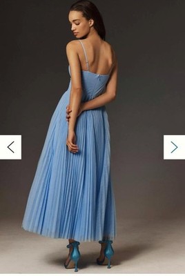 new ANTHROPOLOGIE HUTCH amara baby blue corset pleated maxi dress 12 | eBay