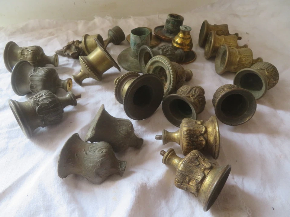 bon lot 23 x bobèche ancien chandelier bougeoir lustre laiton bronze régule - Photo 4/4