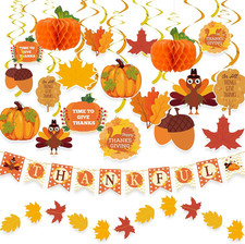 40PCS Thanksgiving Decorations Set with Banner and Garland