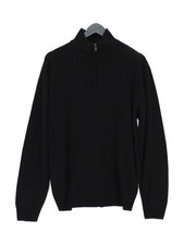 French Connection Men's Jumper L Black 100 Acrylic Mock Neck Pullover
