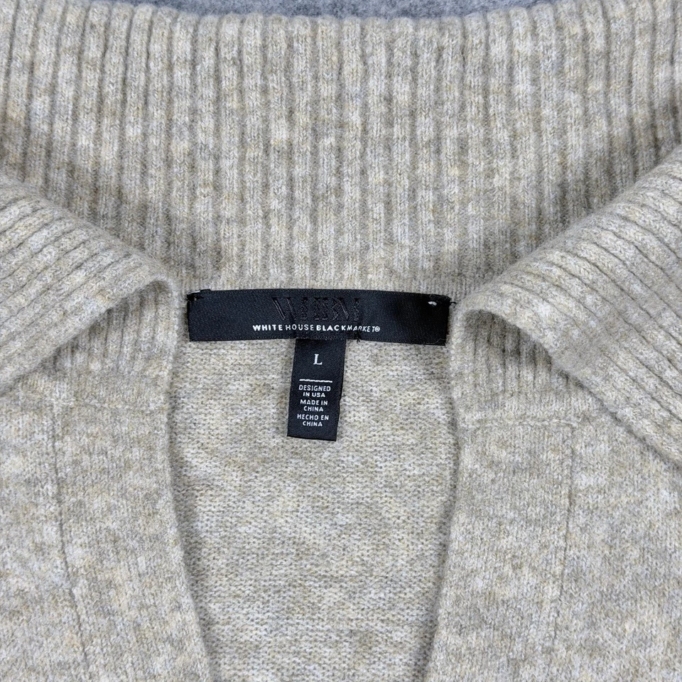 White House Black Market WHBM V-Neck Cozy Knit Sweater Women's Size Large Beige - Image 4 of 4