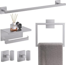 5-Piece Wall-Mounted Brushed Nickel Bathroom Accessories Set, SUS304 Hardware