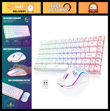 Wireless Gaming Keyboard and Mouse Combo - Rainbow Backlit, Rechargeable TKL, 32