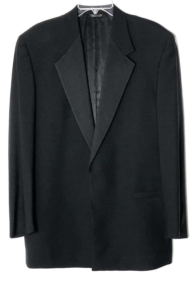 GIANNI VERSACE Italy 90's Vintage Satin Trim Long Blazer Coat Jacket 50 IT L 40 - Image 2 of 4