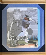Teruaki Sato BBM Authentic Collection 1st HR Hit Framed Signed Photo COA Hanshin