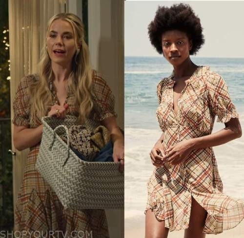 Doen Femmes Mira Soie Tomate Emmeline Plaid Imprimé Ruche à Smocks Mini Robe S - Photo 1 sur 17