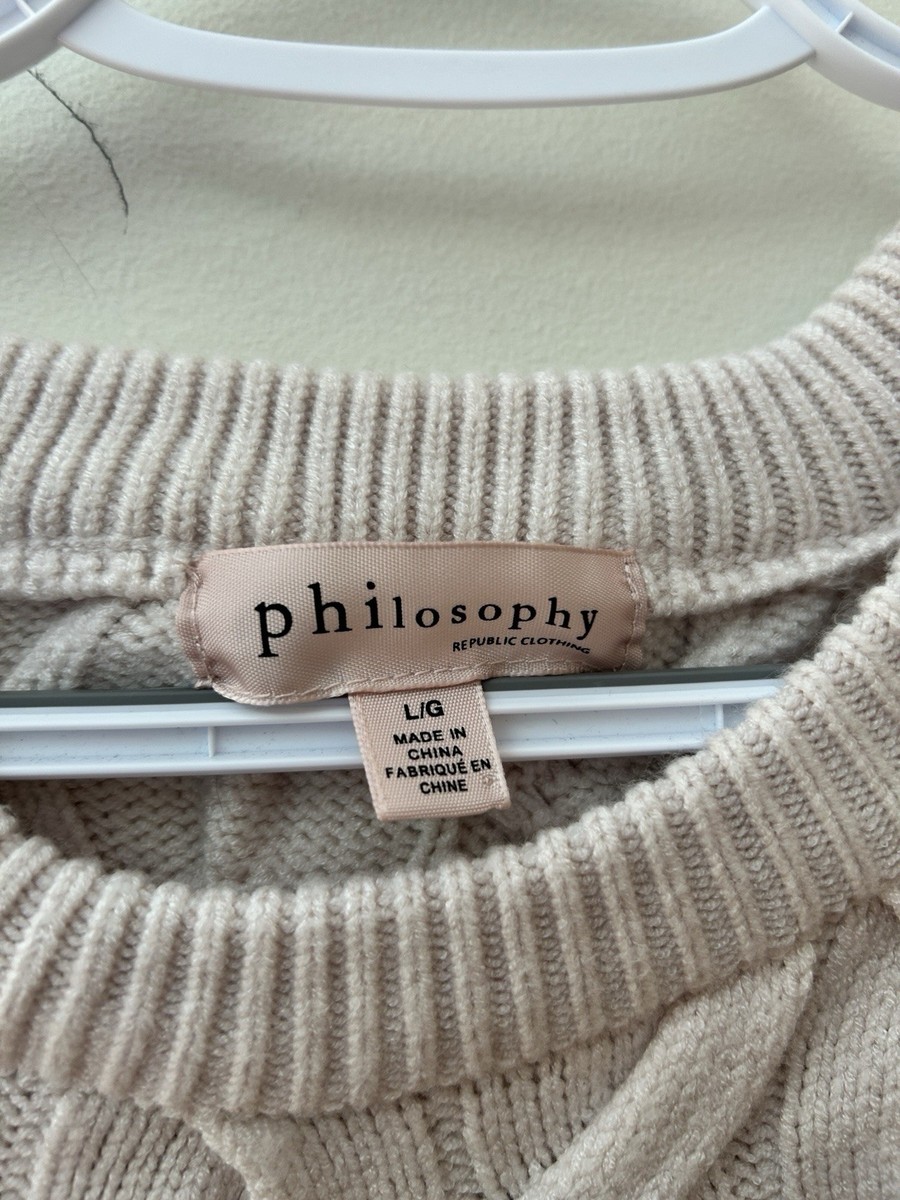 Philosophy Viscose Blend Sweater in Snow Globe Soft Pink Cable Knit Size L View 3