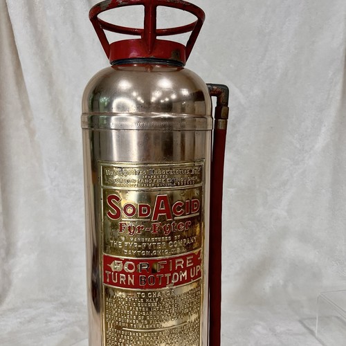 antique fire extinguisher SodAcid Fyr-Fyter 2 1/4 gal. polished brass 2 ft.